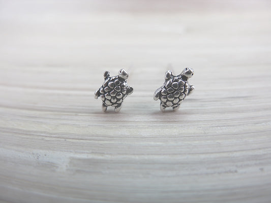 Tiny Turtle Oxidized 925 Sterling Silver Stud Earrings Stud Faith Owl - Faith Owl