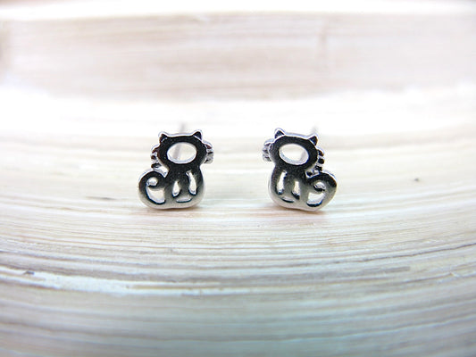 Cat Filigree 925 Sterling Silver Stud Earrings Stud - Faith Owl