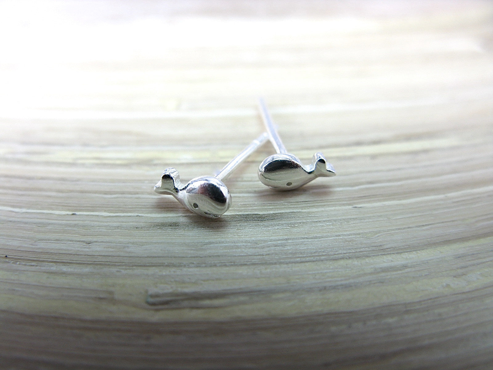Tiny Whale 925 Sterling Silver Stud Earrings Stud Faith Owl - Faith Owl