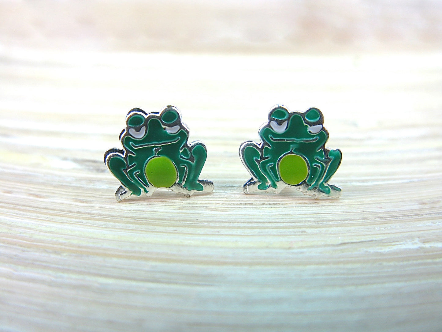 Frog 925 Sterling Silver Stud Earrings Stud Faith Owl - Faith Owl