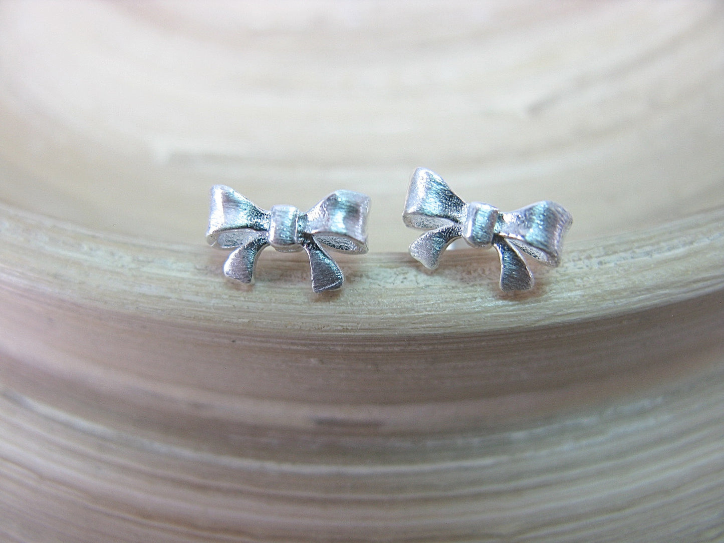 Ribbon Matt Look 925 Sterling Silver Stud Earrings Stud Faith Owl - Faith Owl