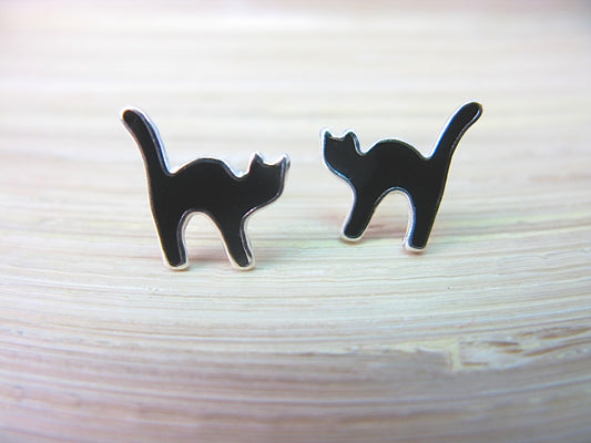 Cat 925 Sterling Silver Stud Earrings