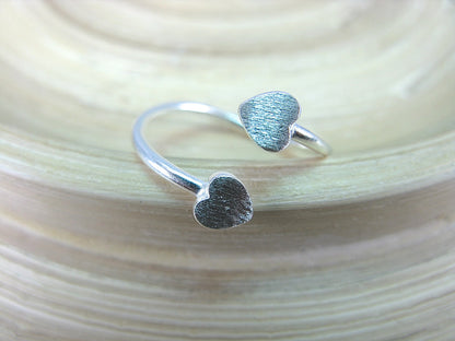 Two Heart Matt Look 925 Sterling Silver Ring Ring Faith Owl - Faith Owl