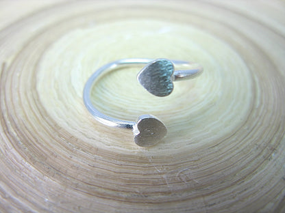 Two Heart Matte 925 Sterling Silver Ring