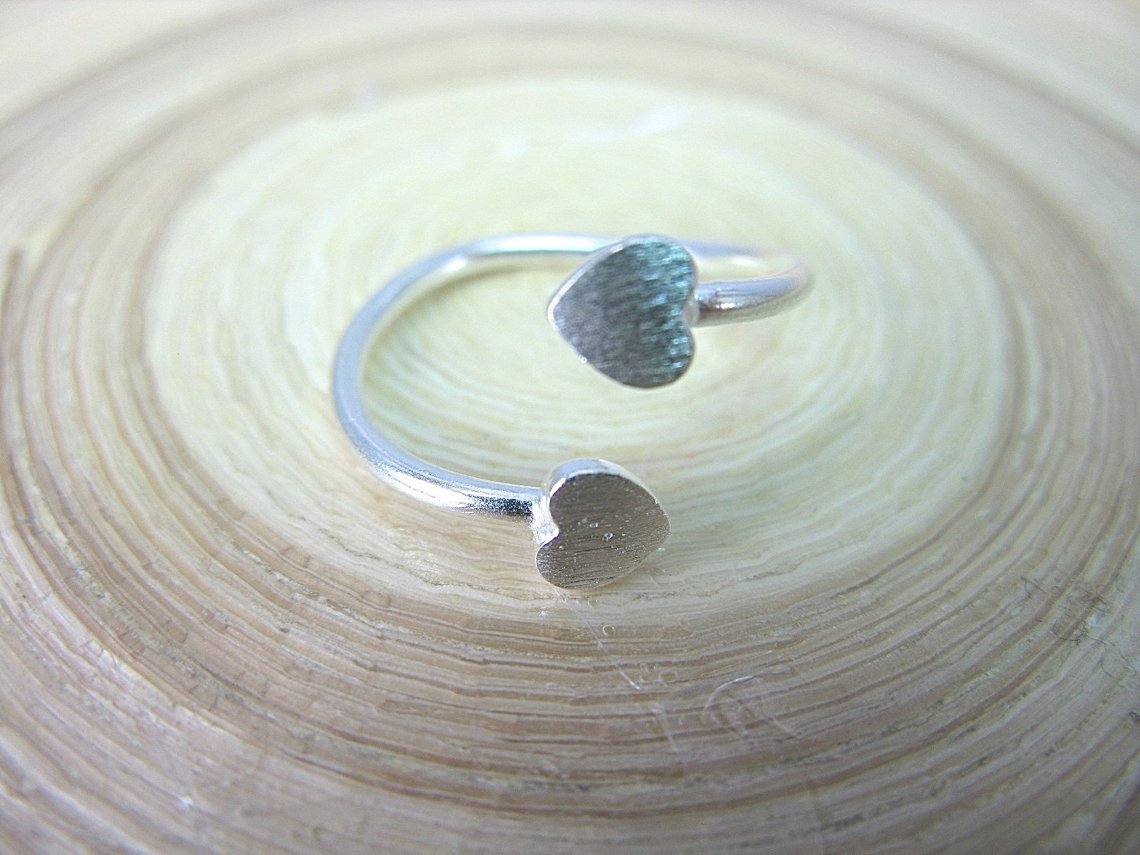 Two Heart Matte 925 Sterling Silver Ring