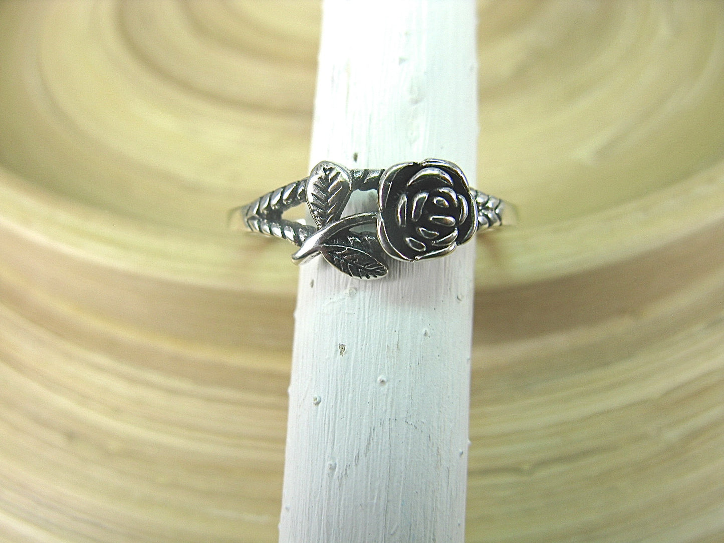 Rose Flower Oxidized 925 Sterling Silver Ring Ring Faith Owl - Faith Owl