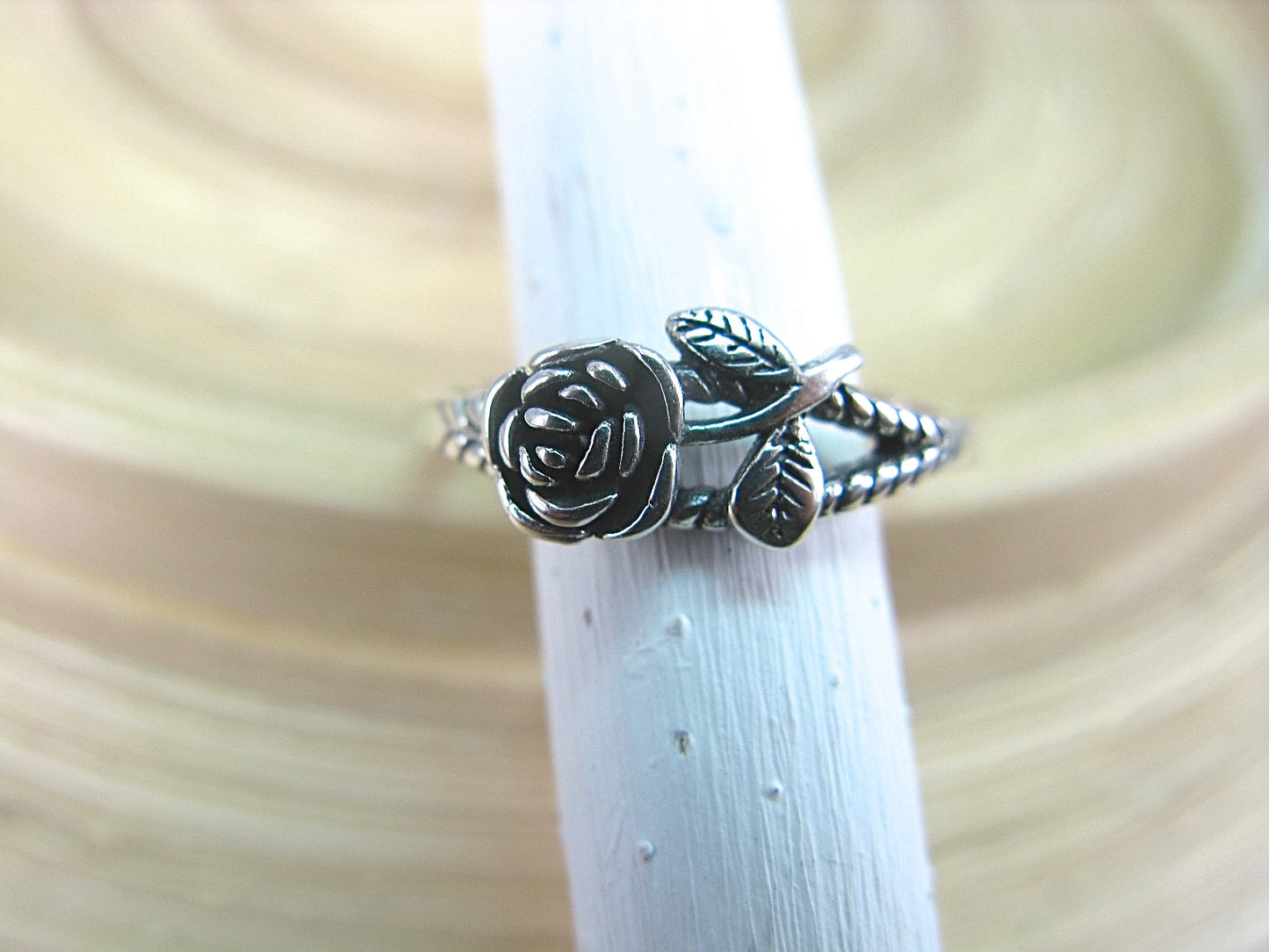 Rose Flower Oxidized 925 Sterling Silver Ring Ring Faith Owl - Faith Owl