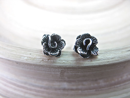 Rose Flower Stud Earrings in 925 Sterling Silver Stud Faith Owl - Faith Owl