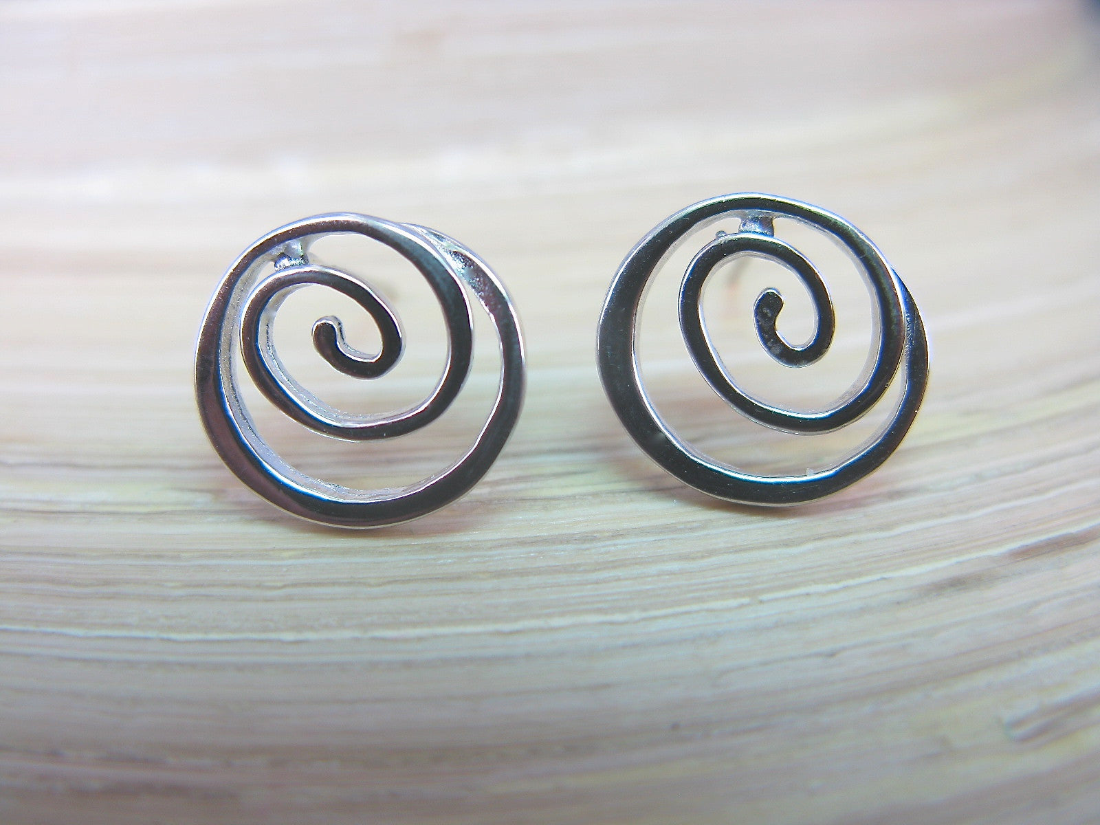 Swirl Spiral Round 925 Sterling Silver Stud Earrings Stud Faith Owl - Faith Owl