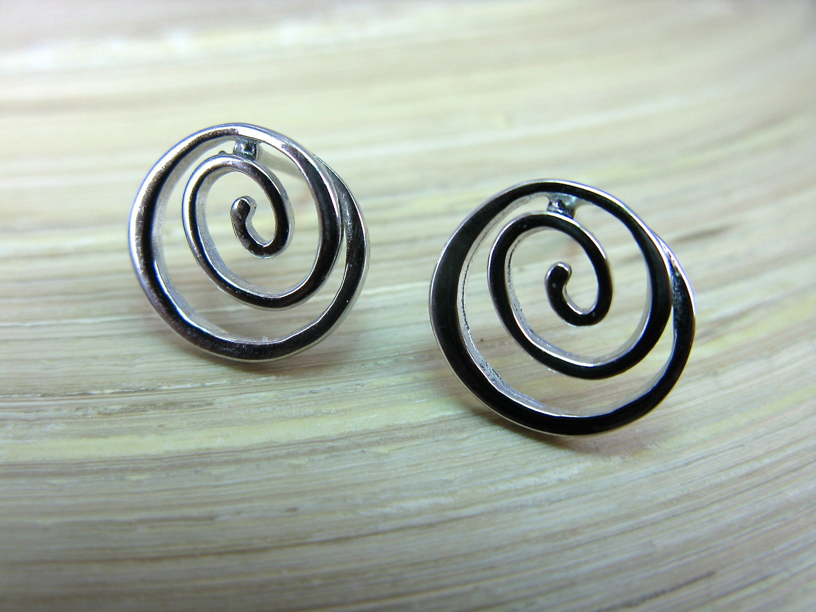 Swirl Spiral Round 925 Sterling Silver Stud Earrings Stud Faith Owl - Faith Owl