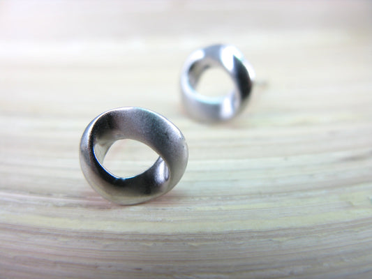 Round Matt 925 Sterling Silver Stud Earrings Stud Faith Owl - Faith Owl