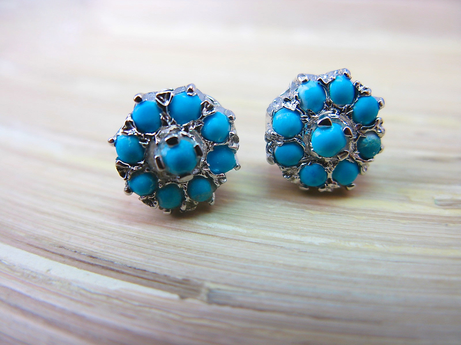 Turquoise Flower 925 Sterlings Silver Stud Earrings Stud Faith Owl - Faith Owl