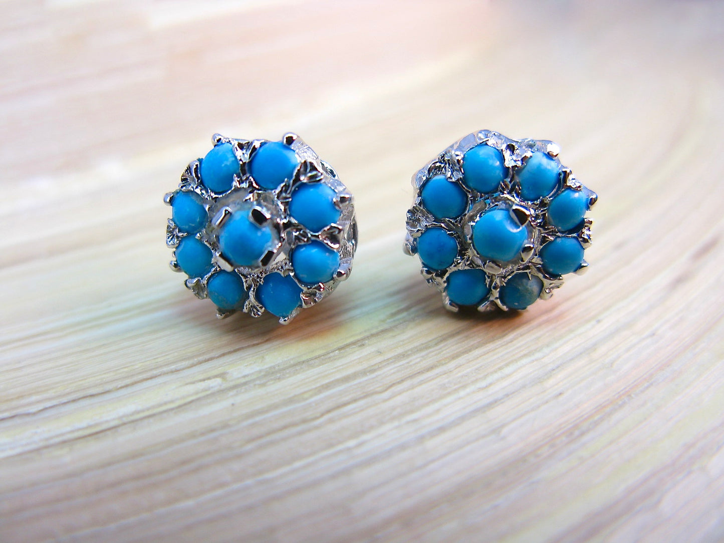 Turquoise Flower 925 Sterlings Silver Stud Earrings Stud Faith Owl - Faith Owl