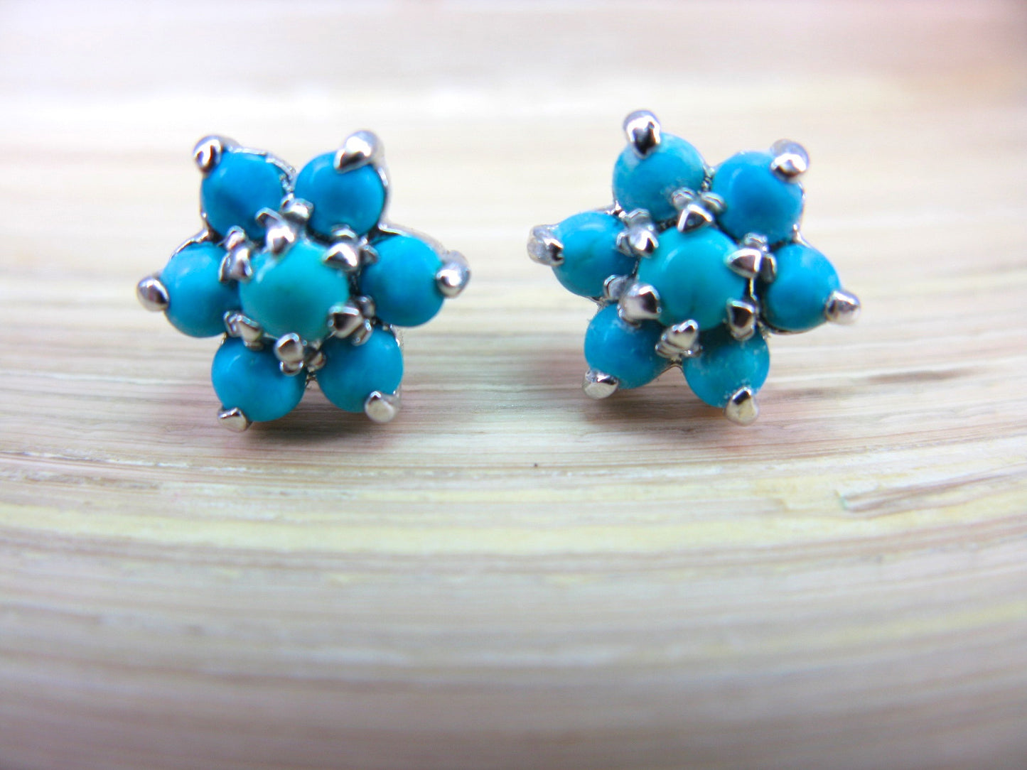 Turquoise Flower 925 Sterling Silver Stud Earrings Stud Faith Owl - Faith Owl