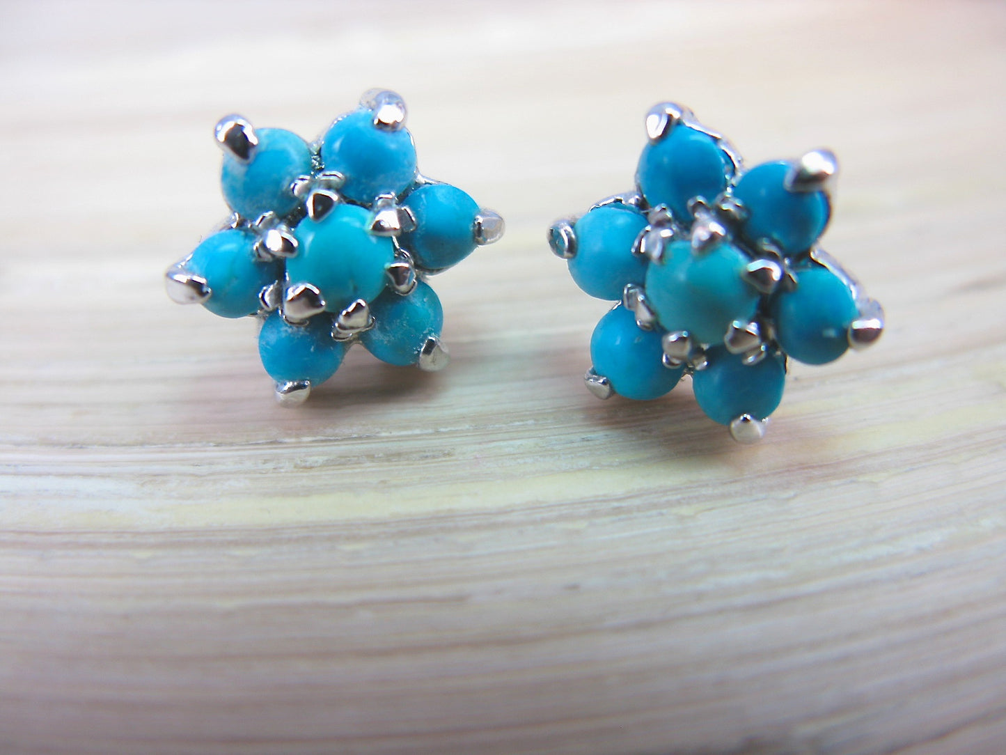 Turquoise Flower 925 Sterling Silver Stud Earrings Stud Faith Owl - Faith Owl