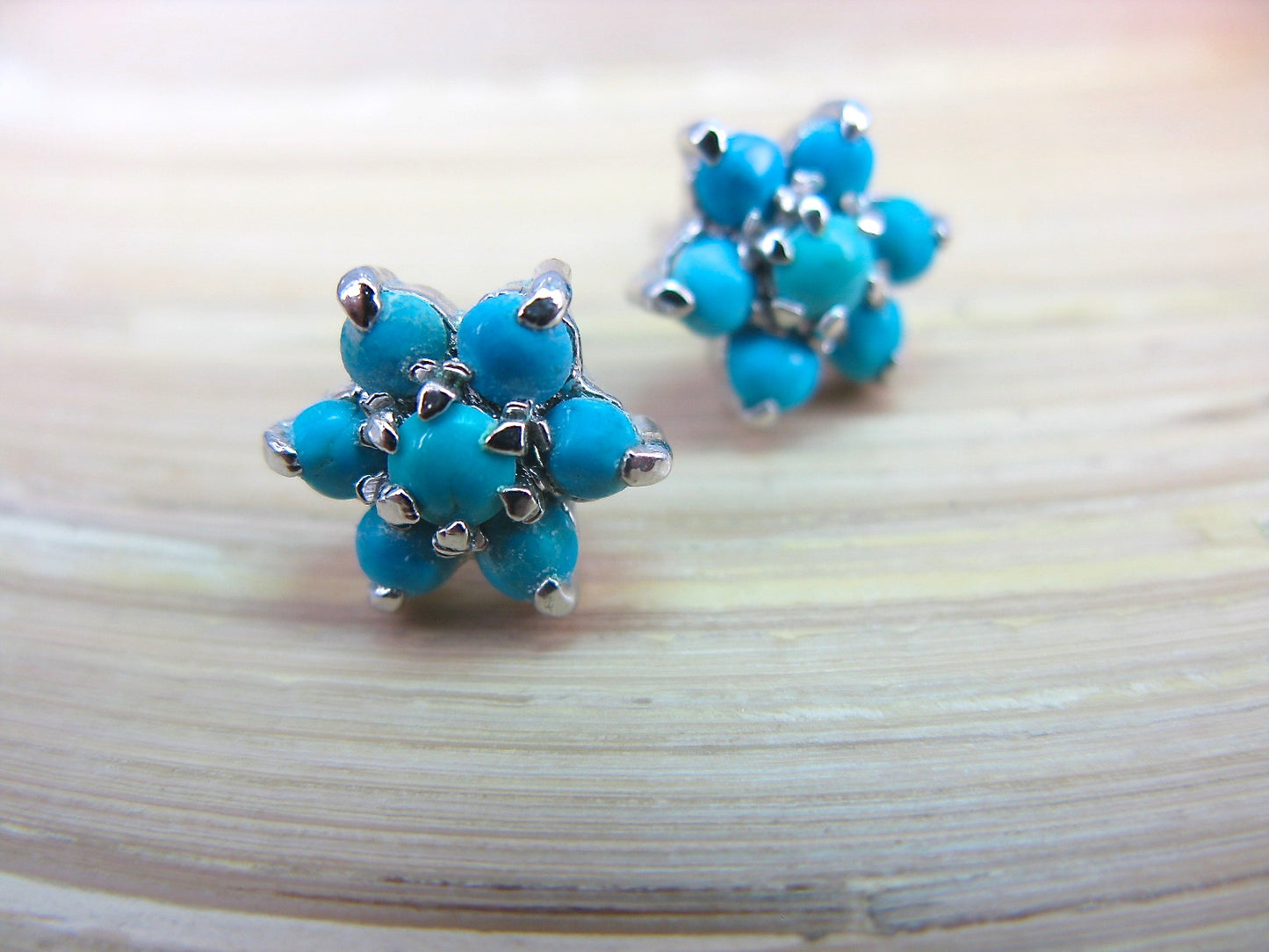 Turquoise Flower 925 Sterling Silver Stud Earrings Stud Faith Owl - Faith Owl