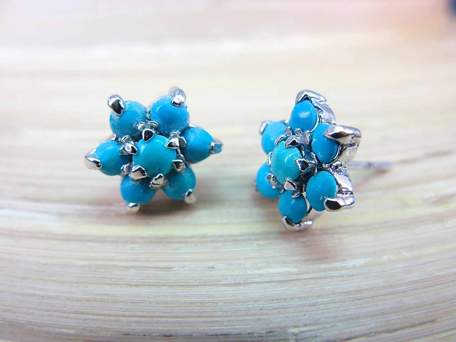 Turquoise Flower 925 Sterling Silver Stud Earrings Stud Faith Owl - Faith Owl