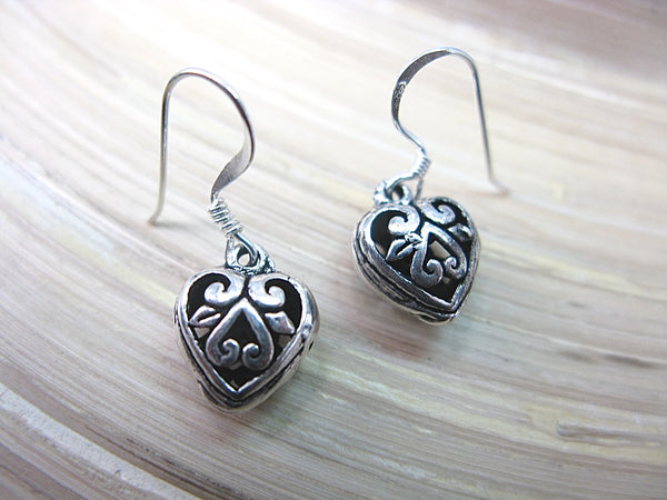 Filigree Lace Oxidized Heart Earrings in 925 Sterling Silver Earrings - Faith Owl