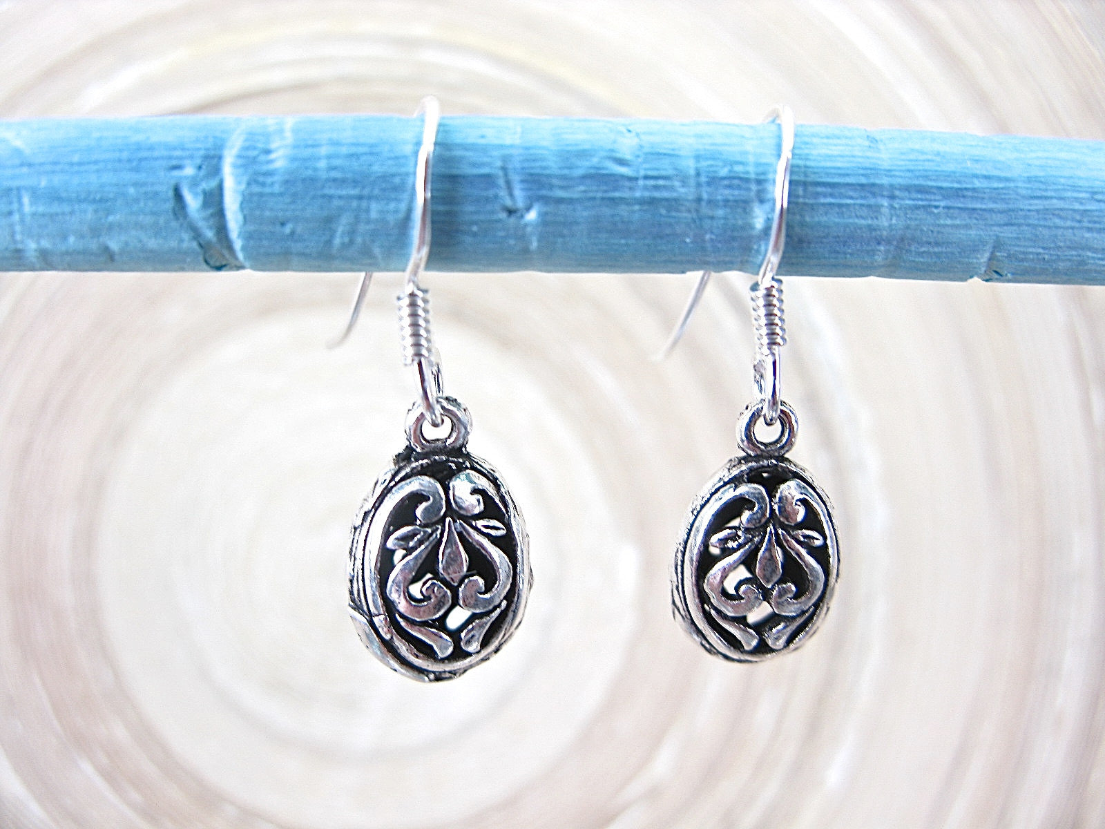 Pear Shaped Filigree Lace Oxidized Earrings in 925 Sterling Silver Earrings Faith Owl - Faith Owl