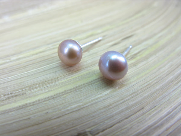 6mm Fresh Water Pink Pearl 925 Sterling Silver Stud Earrings Stud - Faith Owl