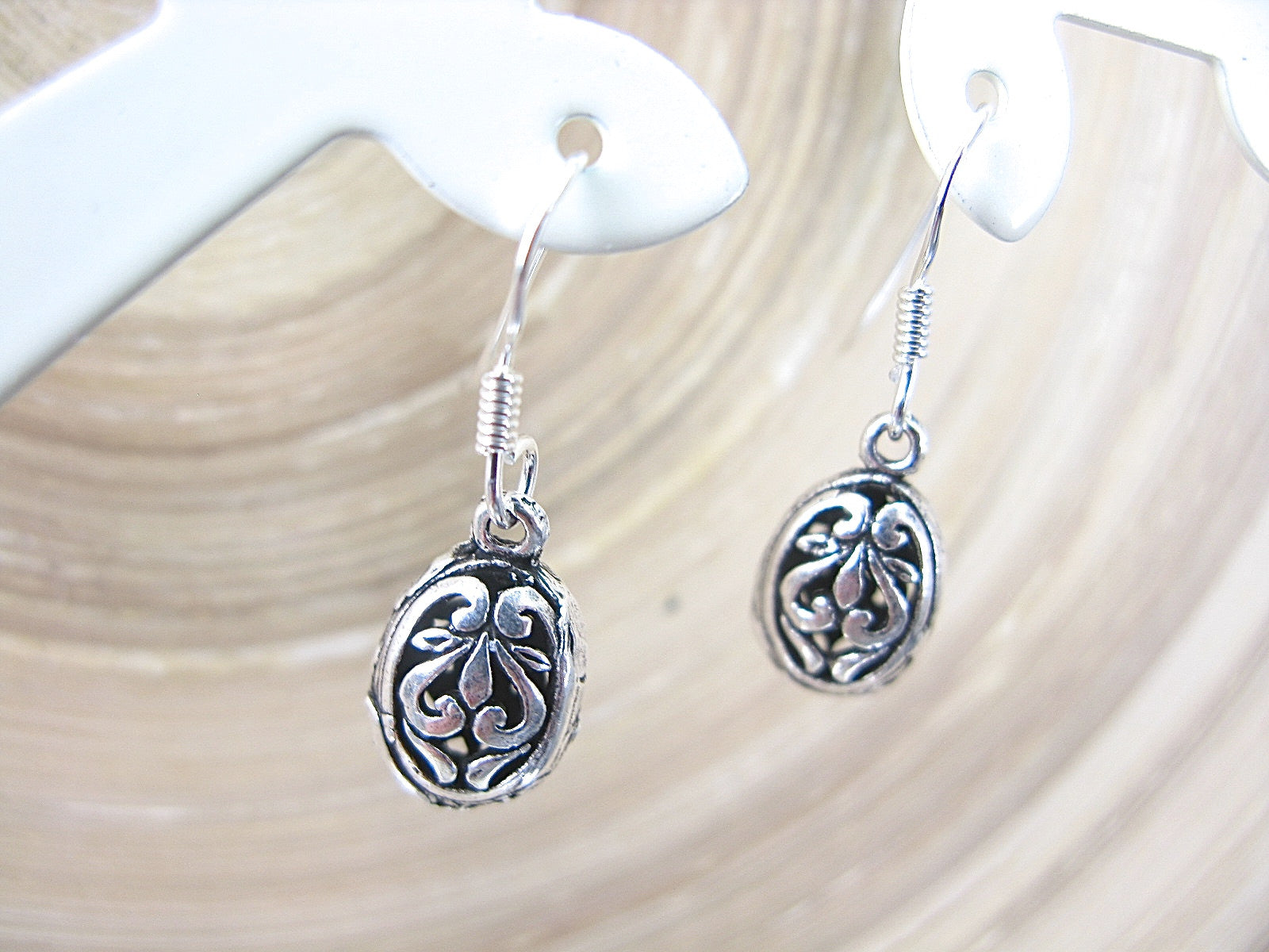Pear Shaped Filigree Lace Oxidized Earrings in 925 Sterling Silver Earrings Faith Owl - Faith Owl