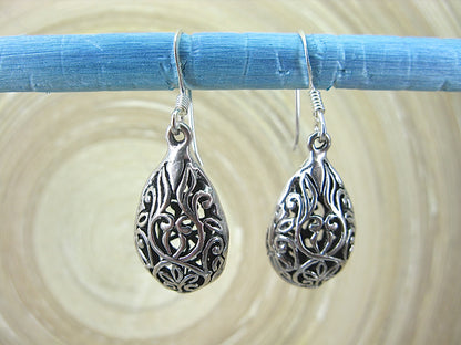 Filigree Lace Oval Dangle Drop Earrings in 925 Sterling Silver Earrings - Faith Owl