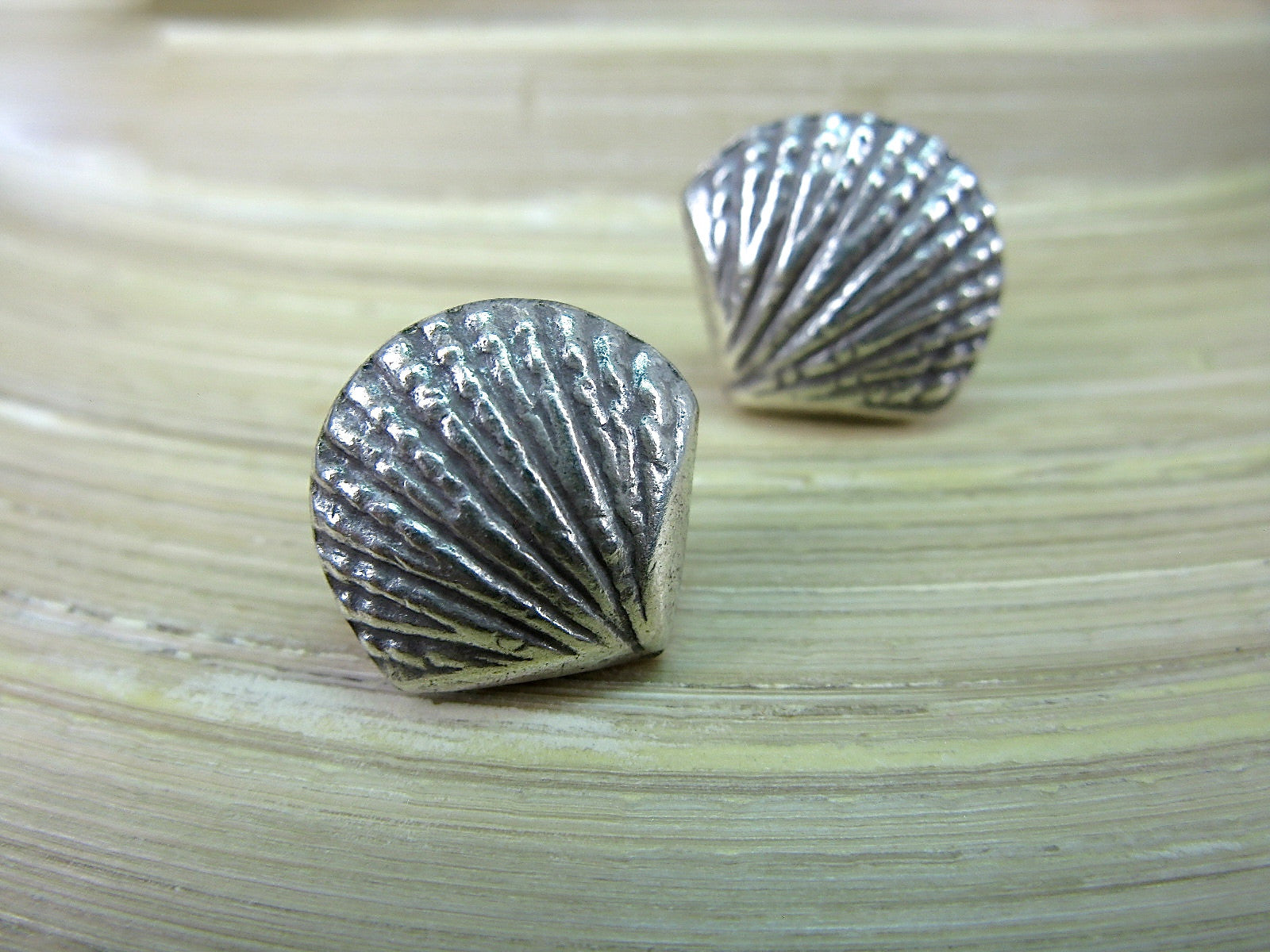 Sea Shell Tribal 925 Sterling Silver Stud Earrings