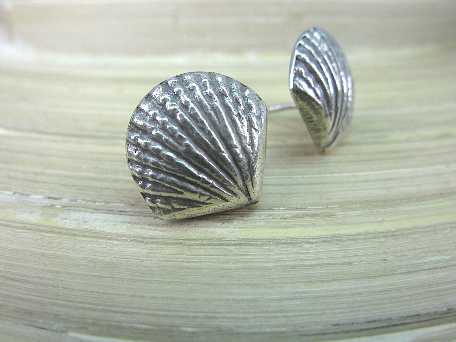 Sea Shell Tribal 925 Sterling Silver Stud Earrings