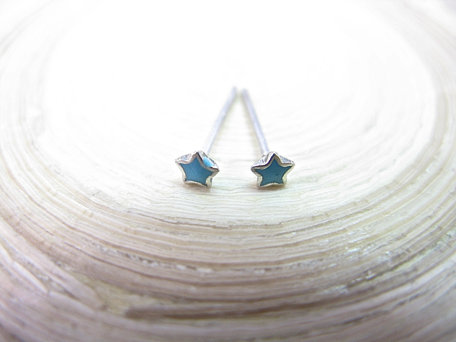 Turquoise Star Tiny Minimalist Stud Earrings in 925 Sterling Silver Stud Faith Owl - Faith Owl