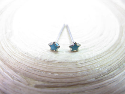 Turquoise Star Tiny Minimalist Stud Earrings in 925 Sterling Silver Stud Faith Owl - Faith Owl