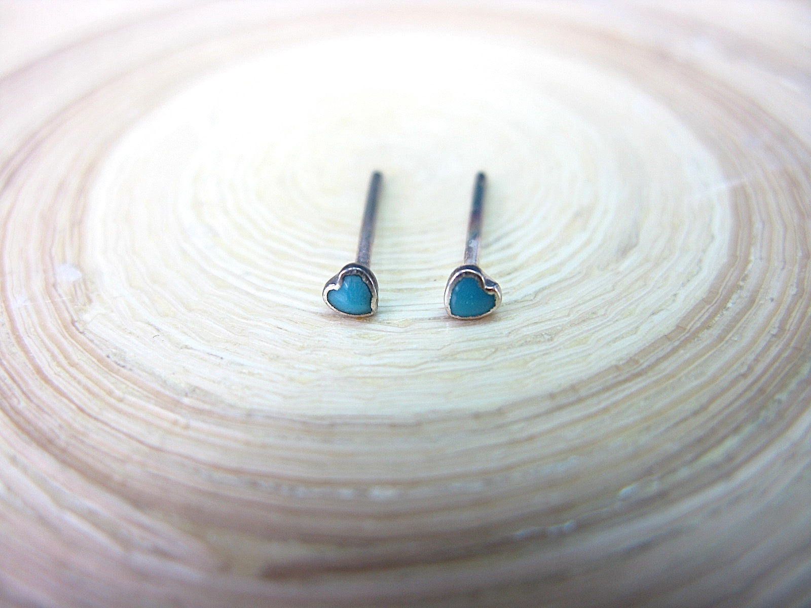 Turquoise Heart Minimalist Stud Earrings in 925 Sterling Silver Stud Faith Owl - Faith Owl