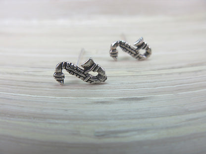 Saxophone Musical Instrument 925 Sterling Silver Stud Earrings