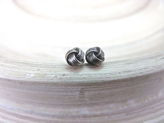 3mm Tiny Knot Stud Earrings 925 Sterling Silver Stud - Faith Owl