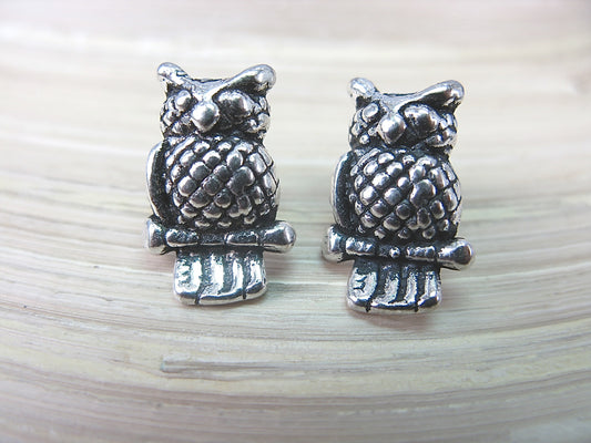 Owl Oxidized 925 Sterling Silver Stud Earrings Stud Faith Owl - Faith Owl