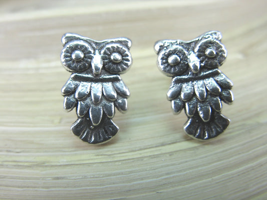 Owl Oxidized 925 Sterling Silver Stud Earrings Stud Faith Owl - Faith Owl