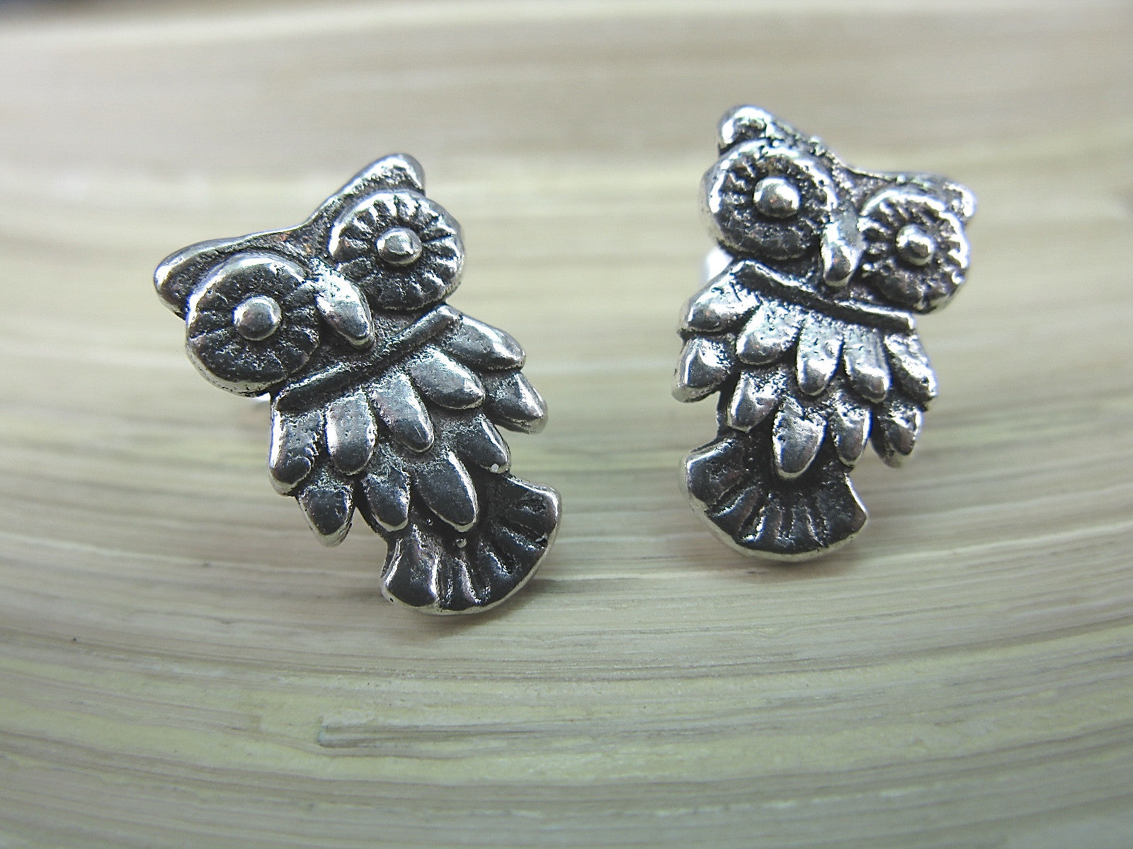Owl Oxidized 925 Sterling Silver Stud Earrings Stud Faith Owl - Faith Owl