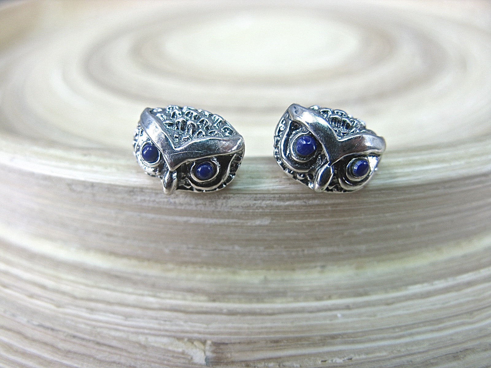 Owl Stud Earrings Lapis Lazuli in 925 Sterling Silver Stud Faith Owl - Faith Owl