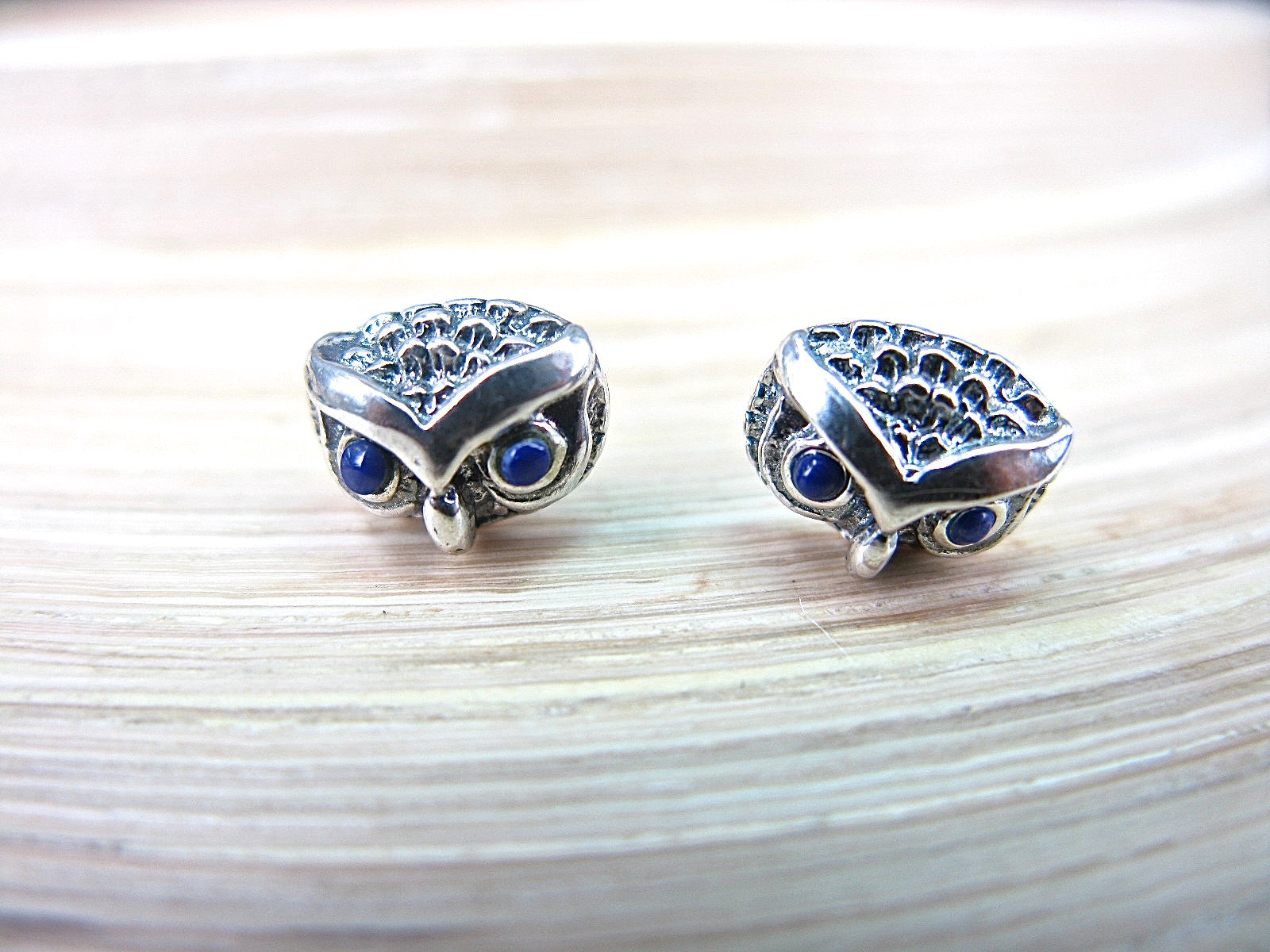 Owl Stud Earrings Lapis Lazuli in 925 Sterling Silver Stud Faith Owl - Faith Owl