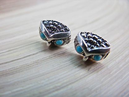 Owl Stud Earrings Turquoise 925 Sterling Silver Stud Faith Owl - Faith Owl