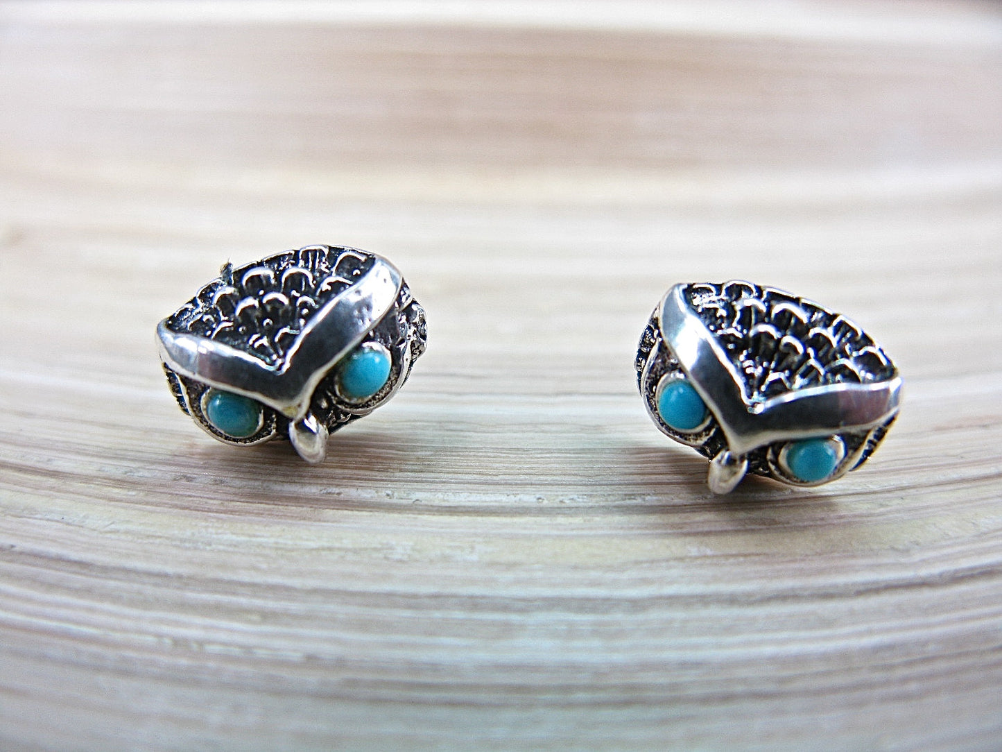 Owl Stud Earrings Turquoise 925 Sterling Silver Stud Faith Owl - Faith Owl