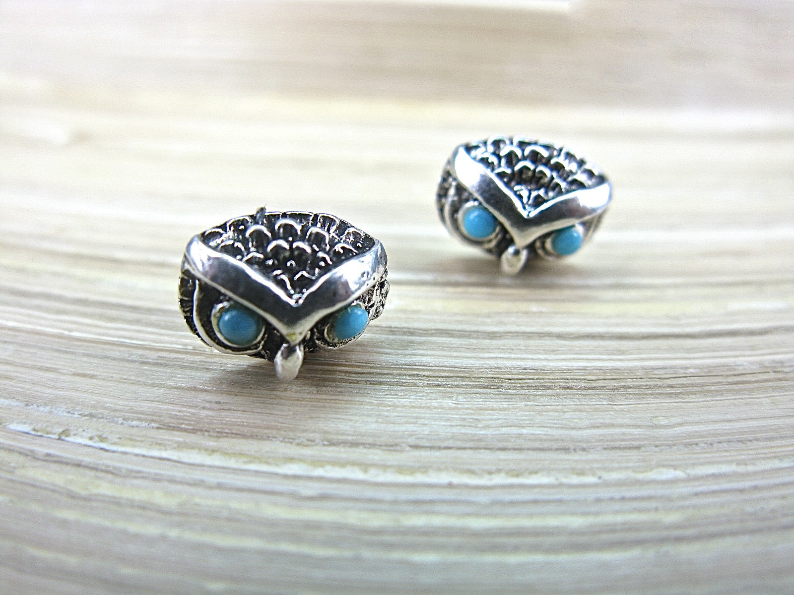 Owl Stud Earrings Turquoise 925 Sterling Silver Stud Faith Owl - Faith Owl