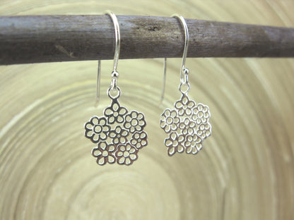 Filigree Lace Flower Dangle 925 Sterling Silver Earrings Earrings - Faith Owl