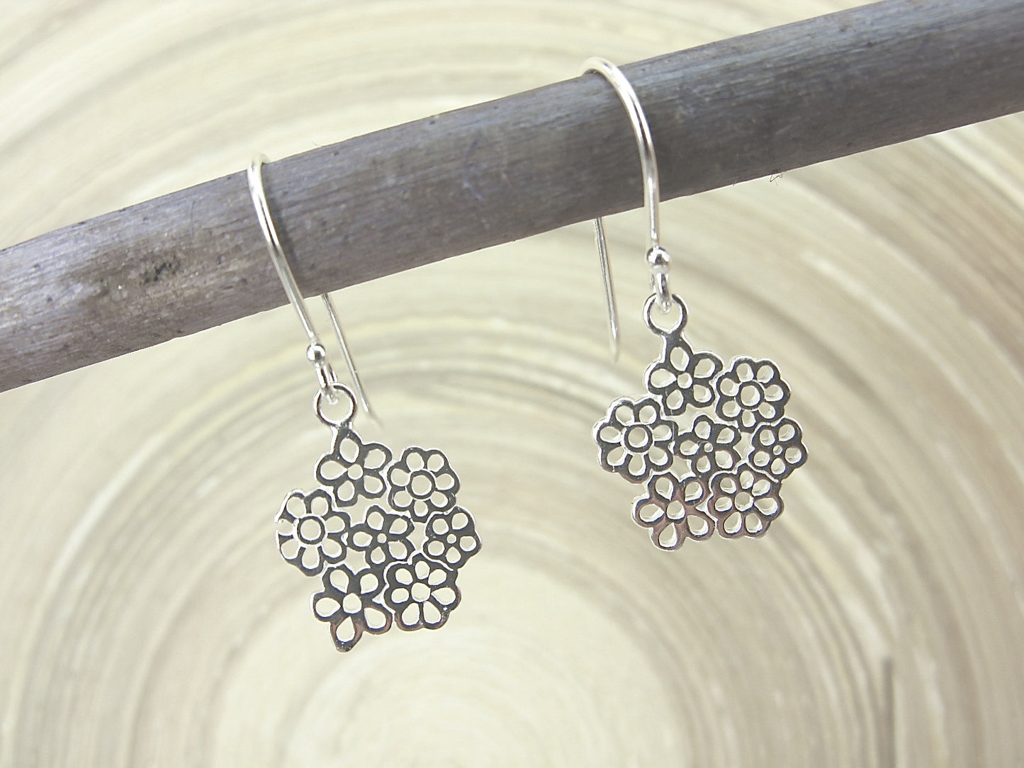 Filigree Lace Flower Dangle 925 Sterling Silver Earrings Earrings - Faith Owl