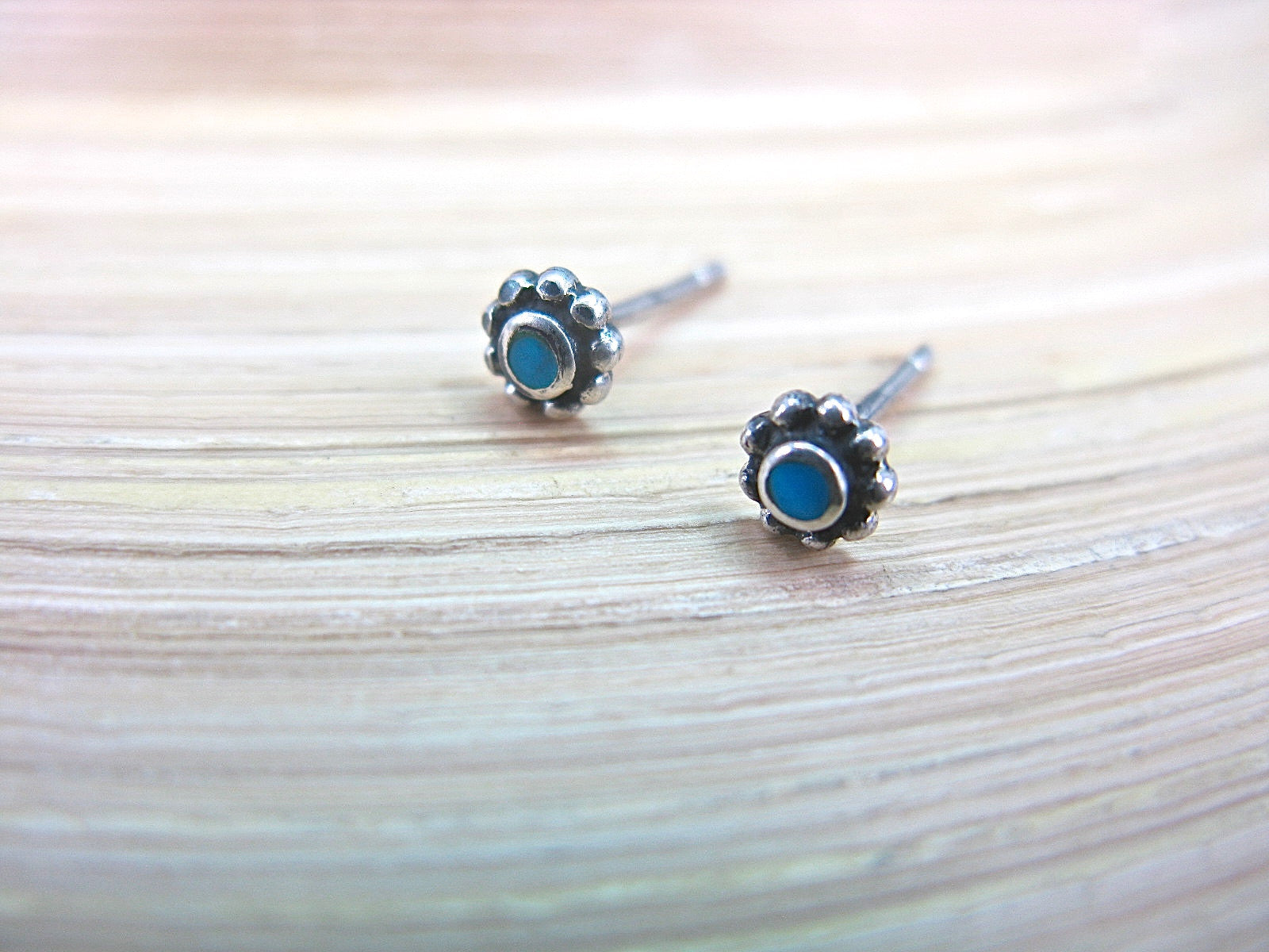 Turquoise 5mm Round Stud Earrings in 925 Sterling Silver Stud Faith Owl - Faith Owl