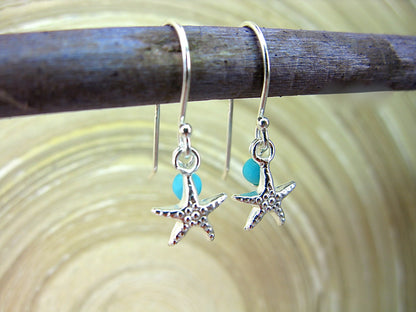 Star Turquoise Dangle 925 Sterling Silver Earrings