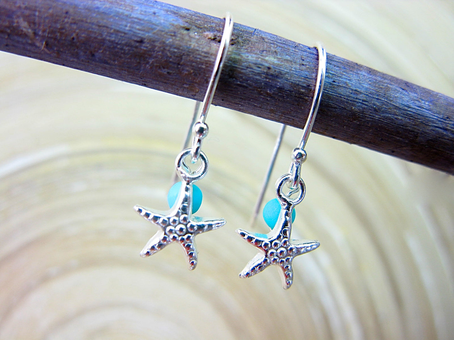 Star Turquoise Dangle 925 Sterling Silver Earrings