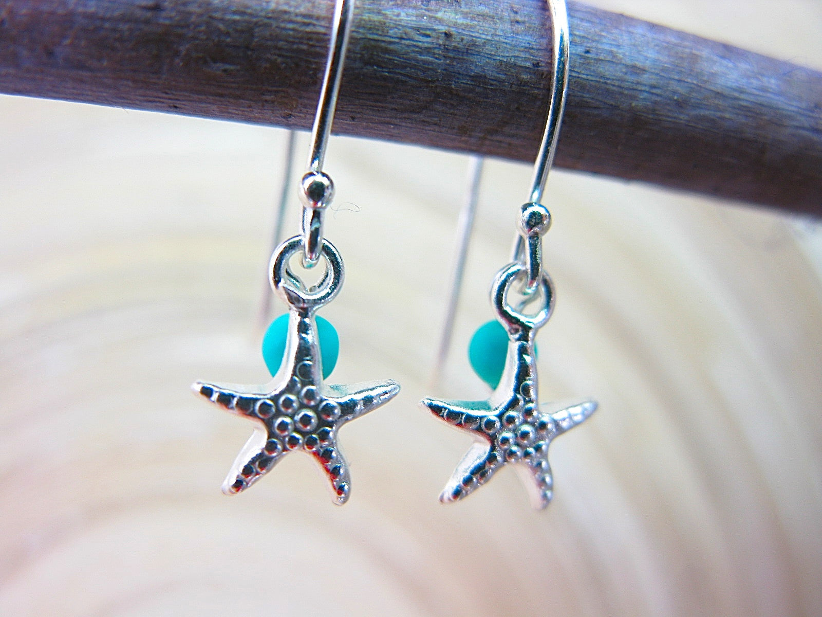 Star Turquoise Dangle 925 Sterling Silver Earrings