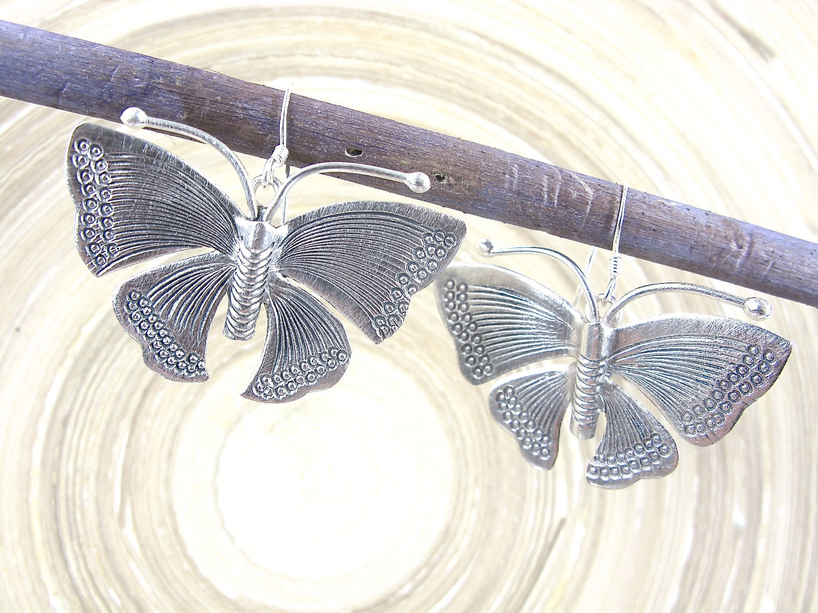 Large Butterfly Tribal Dangle 925 Sterling Silver Earrings Earrings Faith Owl - Faith Owl