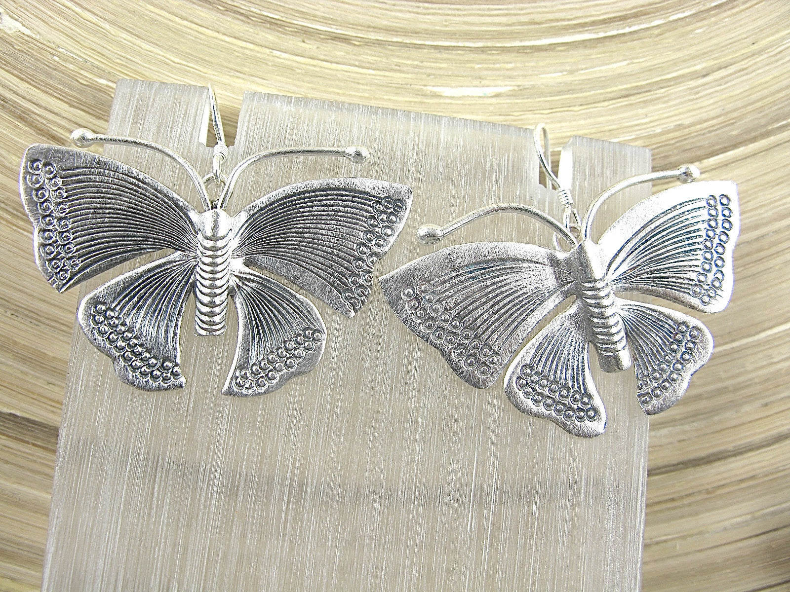 Large Butterfly Tribal Dangle 925 Sterling Silver Earrings Earrings Faith Owl - Faith Owl