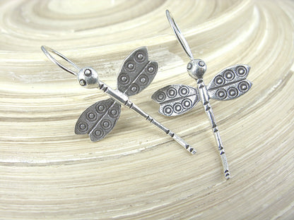 Dragonfly Tribal 925 Sterling Silver Ear Wire Earrings Earrings Faith Owl - Faith Owl